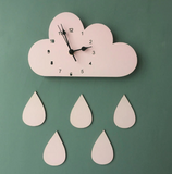 Cartoon Wood Cloud Teardrop Clock